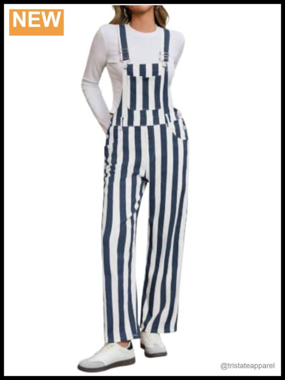 Striped Denim Bib Overalls Adjustable Straps Jean Jumpsuit